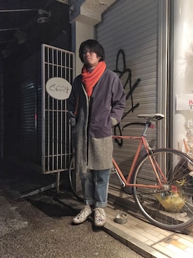 「マルジェラ」｜「アイテム（その他アウター）」を使った、いいしたけしさん（メンズ・167cm）の冬コーディネート