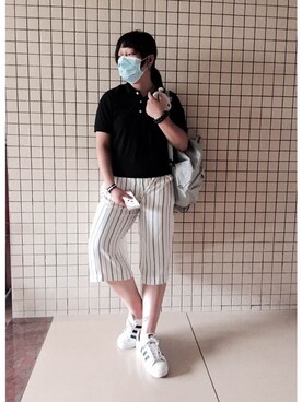 「アイテム（バックパック/リュック、シルバー系）」を使った、Winkieさん（レディース・164cm）の夏コーディネート