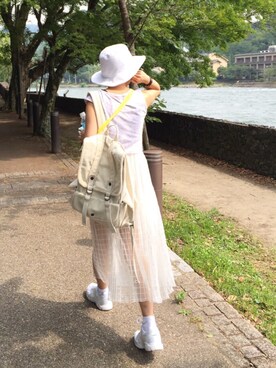 「travel」｜「アイテム（タンクトップ）」を使った、laidebbさん（レディース・156cm）の夏コーディネート