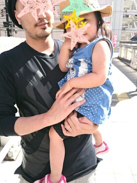 「無印良品（ムジルシリョウヒン）のアイテム（レギンス/スパッツ、ブラック系）」を使った、Mi-manさん（キッズ・90cm）の春コーディネート