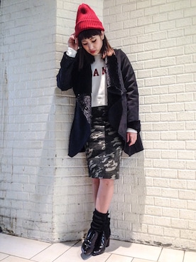 「アーミー」｜「アイテム（ジャケット/アウター）」を使った、degumaiさん（レディース・166cm）の秋コーディネート