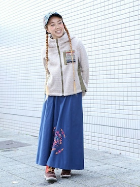 「チチカカ」｜「アイテム（その他アウター）」を使った、kottonさん（レディース・158cm）の冬コーディネート