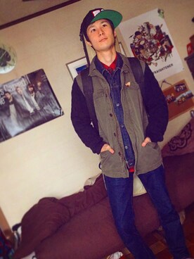 「SCOTCH & SODA（スコッチ アンド ソーダ）のアイテム（ミリタリージャケット）」を使った、あべみつさん（メンズ・171cm）の冬コーディネート
