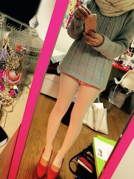 「白タイツ」｜saoritomuraさん（レディース・153cm・30代）の冬コーディネート