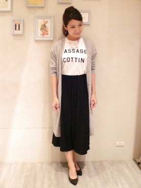 「ガウチョパンツ」｜「アイテム（チュニック）」を使った、minaさん（レディース・155cm）の夏コーディネート