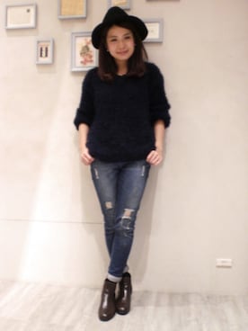 「ハットコーデ」｜minaさん（レディース・155cm）の冬コーディネート