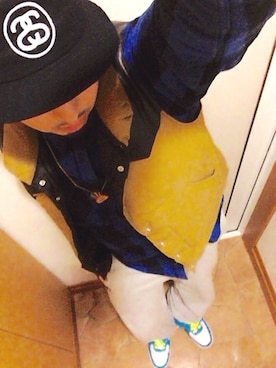 「アイテム（ダウンベスト、その他）」を使った、YAMATO iDさん（メンズ・175cm）の冬コーディネート