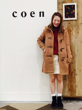 「coenスタッフスタイリング」｜「アイテム（ブーツ）」を使った、coen よこやまさん（レディース・158cm）の秋コーディネート