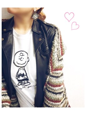 「handmade」｜「アイテム（ライダースジャケット）」を使った、ERIKAさん（レディース・164cm）の秋コーディネート