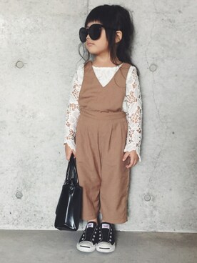 「GLOBAL WORK（グローバルワーク）のアイテム（オールインワン・サロペット）」を使った、ERIKAさん（キッズ・100cm）の秋コーディネート