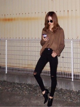 「EMODA」｜「アイテム（ブーティ）」を使った、rittann4_8さん（レディース・163cm）の冬コーディネート