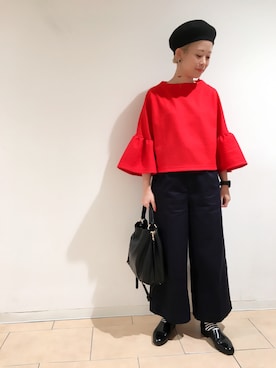 「金髪ショート」｜「アイテム（ハンチング/ベレー帽）」を使った、24さん（レディース・160cm）の秋コーディネート