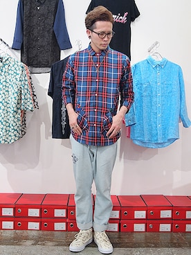 「quolt（クオルト）のアイテム（トップス）」を使った、Reggieさん（メンズ・175cm）の夏コーディネート