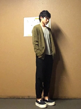 「オリーブ」｜「アイテム（その他シューズ）」を使った、タニヘーさん（メンズ・157cm）の秋コーディネート