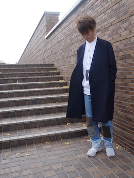 「g.v.g.v.」｜「アイテム（チェスターコート）」を使った、アさひさん（メンズ・172cm）の秋コーディネート