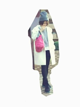 「GU（ジーユー）のアイテム（ニットキャップ/ビーニー、グレー系）」を使った、てとらさん（レディース・160cm）の冬コーディネート