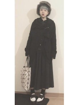 「Yohji Yamamoto（ヨウジヤマモト）のアイテム（カーディガン/ボレロ）」を使った、林﨑咲良さん（レディース・153cm）の春コーディネート