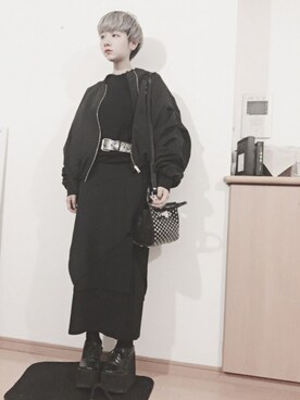 「HELK（ヘルク）のアイテム（ジャケット/アウター）」を使った、林﨑咲良さん（レディース・153cm）の秋コーディネート