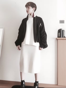 「HELK（ヘルク）のアイテム（ジャケット/アウター）」を使った、林﨑咲良さん（レディース・153cm）の秋コーディネート