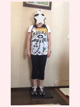 「adidas Originals（アディダスオリジナルス）のアイテム（ハット）」を使った、ちいみんさん（レディース・158cm）の夏コーディネート