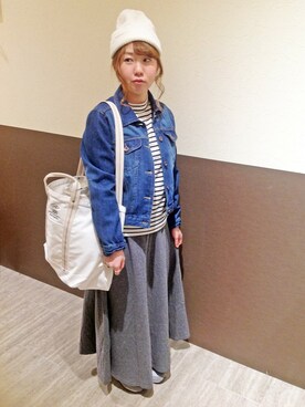 「LBC（エルビーシー）のアイテム（デニムジャケット）」を使った、kodamaさん（レディース・150cm）の冬コーディネート