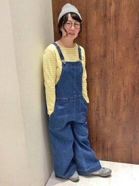 「LBC（エルビーシー）のアイテム（サロペット/オーバーオール）」を使った、kodamaさん（レディース・150cm）の冬コーディネート