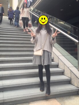「MONKI（モンキ）のアイテム（シャツワンピース）」を使った、哈哈哈さん（レディース・163cm）の冬コーディネート