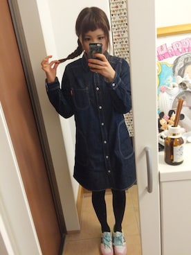 「アイテム（シャツワンピース）」を使った、ゆうか(・∀・)さん（レディース・158cm・20代）の冬コーディネート