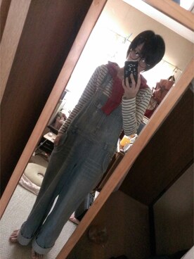 「nusy（ヌージー）のアイテム（オールインワン・サロペット）」を使った、まっちゃん。さん（レディース・167cm）の春コーディネート