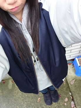 「ムートンブーツ」｜「アイテム（スタジャン）」を使った、yayoさん（レディース・153cm）の秋コーディネート