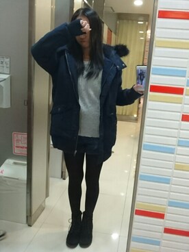 「CECIL McBEE（セシルマクビー）のアイテム（モッズコート）」を使った、yayoさん（レディース・153cm）の冬コーディネート