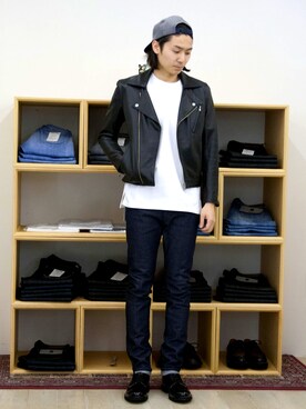 「FACTOTUM（ファクトタム）のアイテム（ライダースジャケット）」を使った、FACTOTUM_Teraoさん（メンズ・176cm）の冬コーディネート