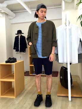 「FACTOTUM（ファクトタム）のアイテム（ノーカラージャケット）」を使った、FACTOTUM_Teraoさん（メンズ・176cm）の春コーディネート