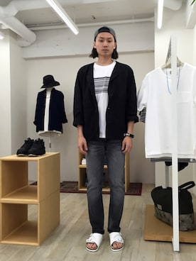 「FACTOTUM（ファクトタム）のアイテム（ノーカラージャケット）」を使った、FACTOTUM_Teraoさん（メンズ・176cm）の夏コーディネート