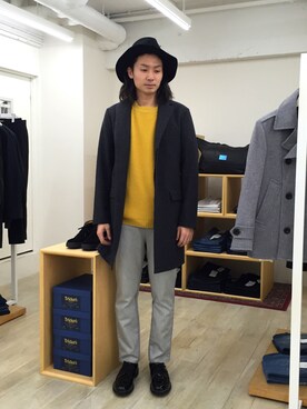 「FACTOTUM（ファクトタム）のアイテム（チェスターコート）」を使った、FACTOTUM_Teraoさん（メンズ・176cm）の秋コーディネート