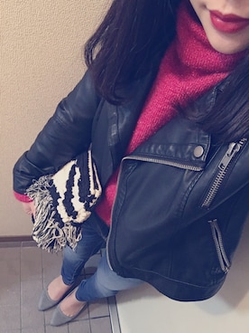 「ピンクニット」｜みーる♛♡﻿さん（レディース・156cm）の冬コーディネート