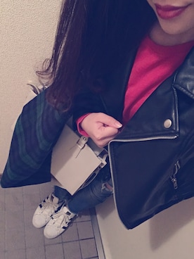 「Ungrid（アングリッド）のフレイドヘムストスリ（デニムパンツ）」を使った、みーる♛♡﻿さん（レディース・157cm）の冬コーディネート