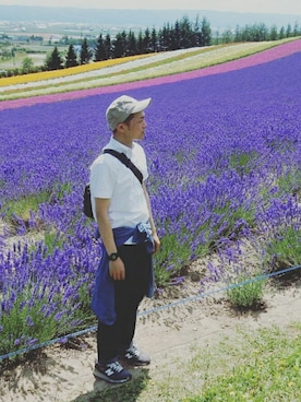 「アイテム（ボディバッグ/ウエストポーチ、グリーン系）」を使った、育つ雑草さん（メンズ・175cm）の夏コーディネート