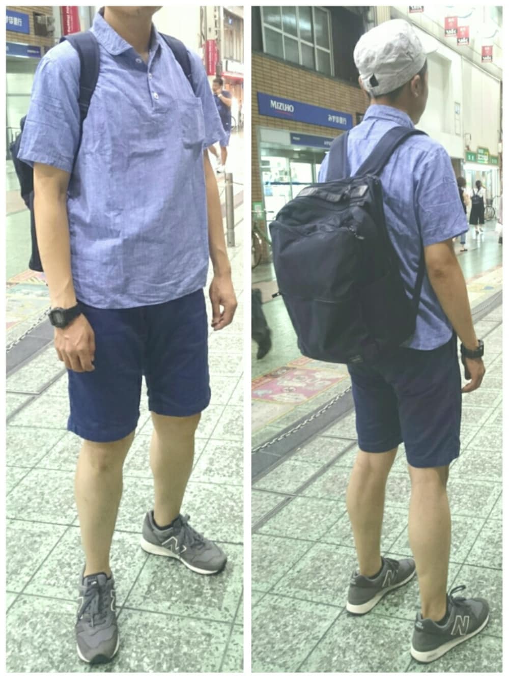 「ニューバランス1300」｜「MHL.のLINEN COTTON CANVAS（キャップ、グレー系）」を使った、育つ雑草さん（メンズ・175cm）の夏コーディネートの1枚目の写真