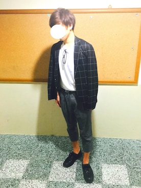 「no brand（ノーブランド）のアイテム（セットアップ）」を使った、りょーすけさん（メンズ・174cm）の春コーディネート