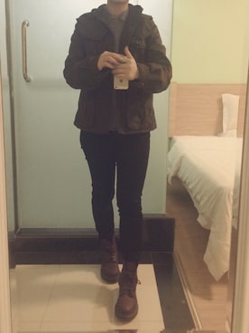 「CHEVIGNON（シェビニオン）のアイテム（ミリタリージャケット）」を使った、3x勍さん（レディース・163cm）の秋コーディネート