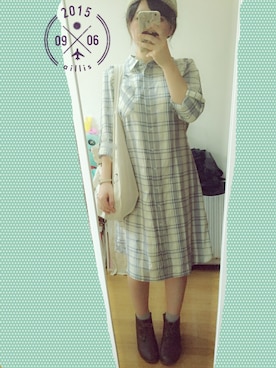 「PAGEBOY（ページボーイ）のアイテム（シャツワンピース）」を使った、まめこ。さん（レディース・147cm）の秋コーディネート