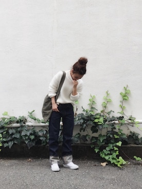 「TODAYFUL（トゥデイフル）のVintageトートバッグ（トートバッグ）」を使った、ERINA  TAMOTSUさん（レディース・153cm）の秋コーディネート