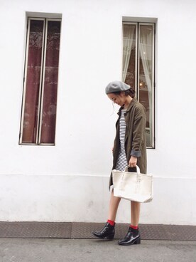 「TODAYFUL（トゥデイフル）のアイテム（トレンチコート）」を使った、ERINA  TAMOTSUさん（レディース・153cm）の秋コーディネート