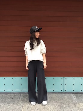 「CA4LA（カシラ）のアイテム（キャップ）」を使った、ERINA  TAMOTSUさん（レディース・153cm）の秋コーディネート