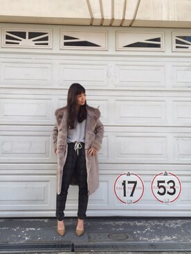 「TODAYFUL（トゥデイフル）のアイテム（ムートンコート）」を使った、ERINA  TAMOTSUさん（レディース・153cm）の冬コーディネート