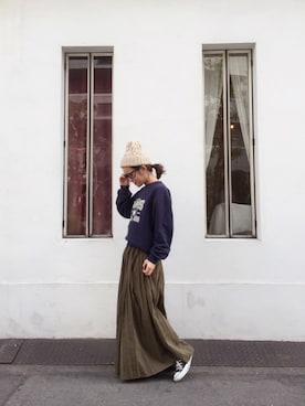 「アイテム（スニーカー、ブラック系）」を使った、ERINA  TAMOTSUさん（レディース・153cm）の冬コーディネート