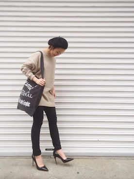 「TODAYFUL（トゥデイフル）のVintageトートバッグ（トートバッグ）」を使った、ERINA  TAMOTSUさん（レディース・153cm）の冬コーディネート