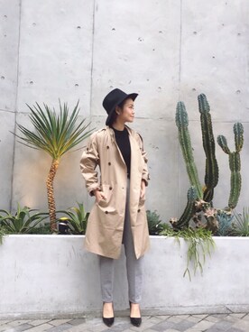 「TODAYFUL（トゥデイフル）のアイテム（トレンチコート）」を使った、ERINA  TAMOTSUさん（レディース・153cm）の冬コーディネート
