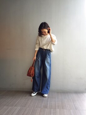 LIFE's堀江店｜ERINA  TAMOTSU使用「TODAYFUL（コットンスラブトップス）」的時尚穿搭